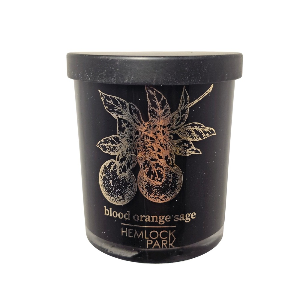 Hemlock Park Blood Orange Sage Wood Wick Candle 7.2 oz Black Glass Jar USA Made